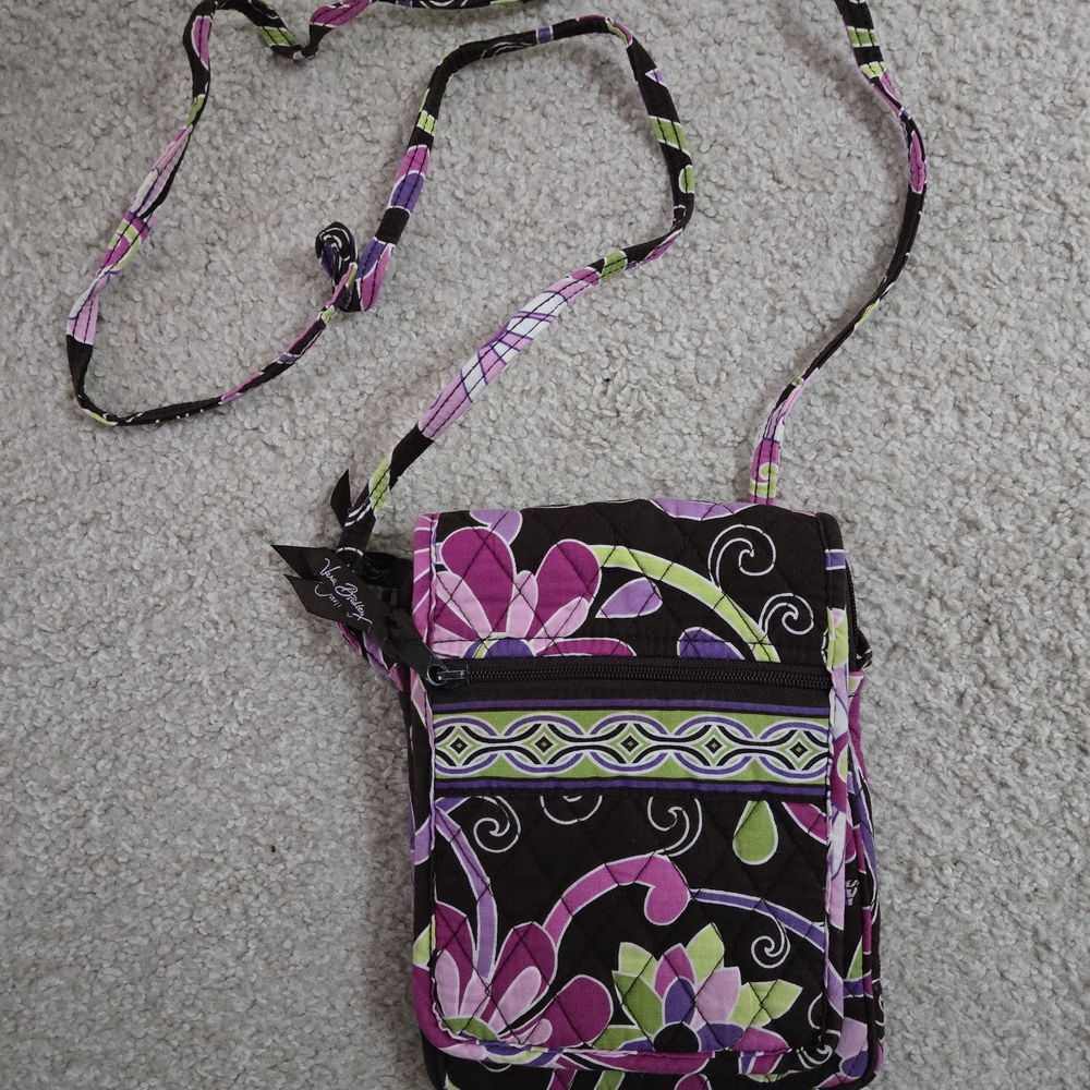 Vera Bradley 🎀 FLUTERBY Pink & Green Shoulder Bag, Crossbody Bag & Wristlet - Picture 5 of 10